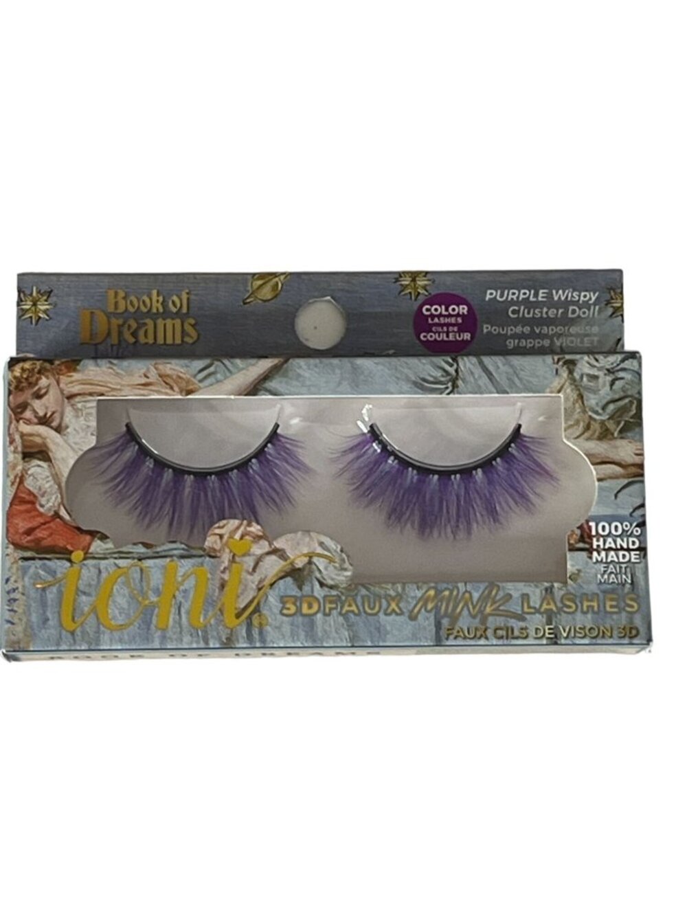 Ioni Purple Wispy Cluster Lashes 3D Faux Mink Doll Look Handmade